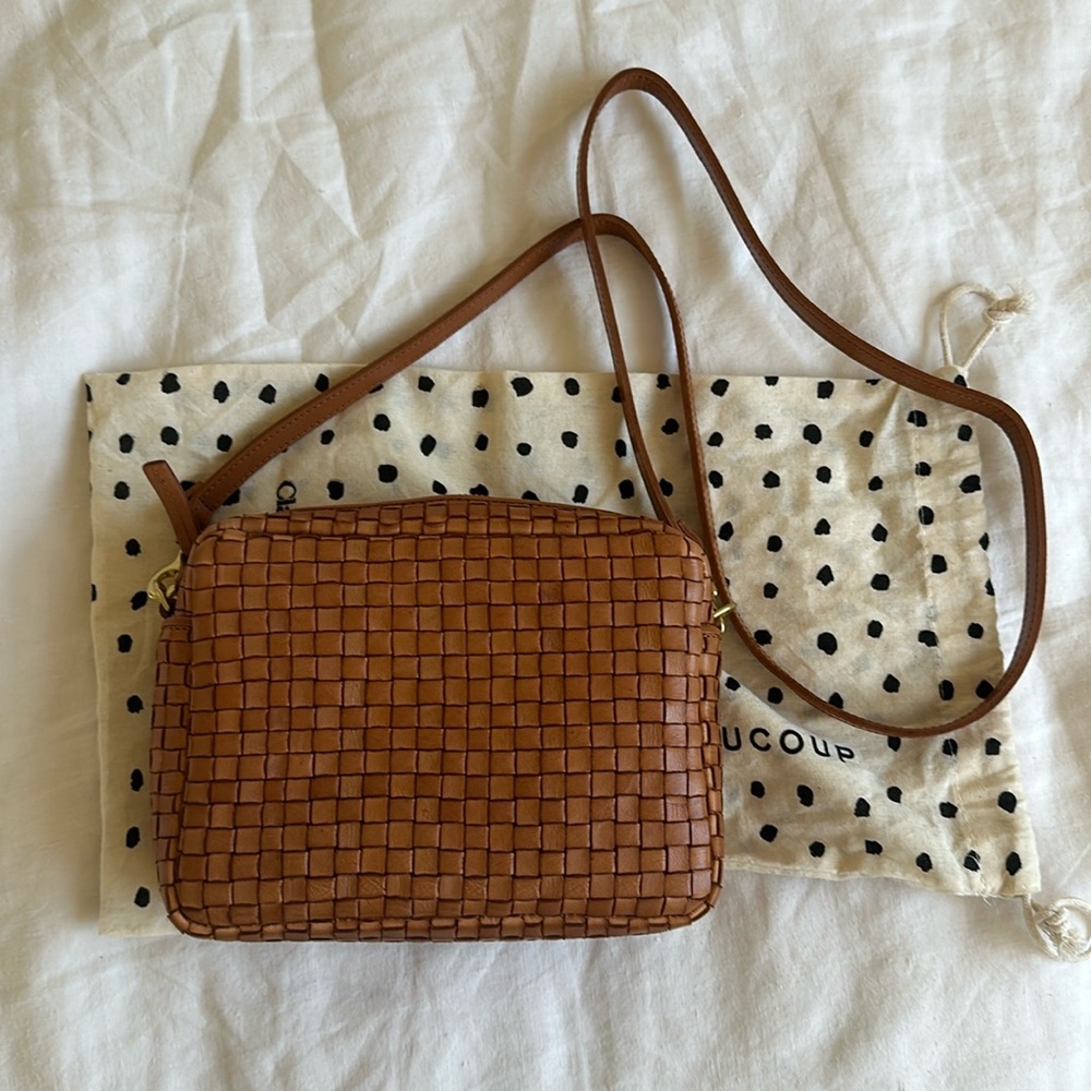 Clare V Midi Sac Natural Woven Checkered NWOT